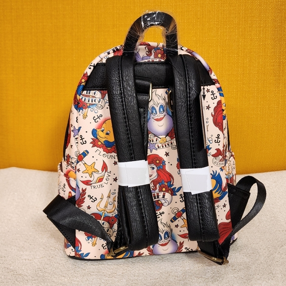 ariel tattoo mini backpack Loungefly Disney Princess Ariel Tattoo AOP Print Little Mermaid Mini  Backpack